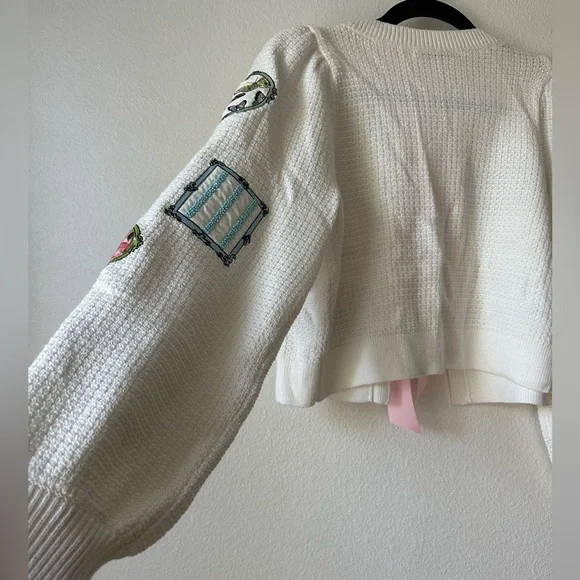 Alice + Olivia Kitty Stace Face Frame Wool Blend Cardigan - Picture 12 of 14